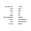 2Create by Schiffer Publishing, Ltd. features a minimalist list of graffiti artists' names in two columns—like Jilly Ballistic, ASVP, Cekis, ICY, ZIMAD—plus the word CONTENT under the logo with vertical text echoing NYC street art.