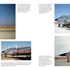 A two-page spread from Schiffer Publishing, Ltd.'s B-58 Hustler shows color photos of U.S. military jets, including the supersonic B-58 bomber. Captions and text offer details on these Mach 2 aircraft and their operations.
