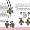 Schiffer Publishing, Ltd. showcases "Hopi Bird and Sun Face in Zuni Jewelry," featuring a silver Hopi Bird bolo tie with matching tips and three pairs of colorful mosaic earrings, inspired by traditional Sun Face motifs and accompanied by descriptive history.