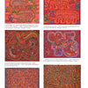 A page from "The Mola" by Schiffer Publishing, Ltd. showcases six vibrant Kuna-crafted Mola designs—abstract animals and geometric patterns in bold reds, oranges, and pinks—Panama indigenous art, each with a detailed caption.