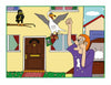 In Ronnie Raven Recycles by Schiffer Publishing, Ltd., a seagull drops a green bag on someone in front of a house as another bird watches, leaving white splatter on their shirt and a car—perfect for early readers ages 5-8.