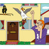 In Ronnie Raven Recycles by Schiffer Publishing, Ltd., a seagull drops a green bag on someone in front of a house as another bird watches, leaving white splatter on their shirt and a car—perfect for early readers ages 5-8.