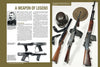 A magazine spread from Schiffer Publishing, Ltd.'s "American Submachine Guns, 1919–1950" features a portrait of John T. Thompson, historical text, and photos of vintage guns like the Thompson submachine gun on a white background.