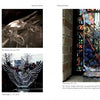 Two pages display "Contemporary Ice Sculpture" by Schiffer Publishing, Ltd., featuring photos of glass bird sculptures with spread wings and descriptions, including one with a colorful bird before a stained glass panel, evoking an ice festival.