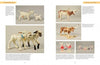 Two pages from "More Hagen-Renaker Pottery" by Schiffer Publishing, Ltd. show photos of collectible figurines—lambs, cows, and calves—with descriptive text and captions about each piece.
