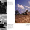 Two black and white photos of WWII Stuart tanks on dirt roads appear at left; at right, two Stuart light tanks ascend a dusty hill with trees, beneath blue skies. From "Stuart Tank, Vol. 1" by Schiffer Publishing, Ltd.