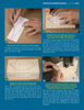 Four instructional images from "Power Carving a Chesapeake Bay Blue Crab" by Schiffer Publishing, Ltd. show hands tracing and cutting a wavy pattern on wood using a template, pencil, and bandsaw, with step-by-step text instructions on blue backgrounds.