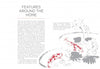 A minimalist page for Schiffer Publishing, Ltd.’s "Feng Shui" displays text on home design with a gray and white koi fish illustration—symbolizing chi'i energy and balance—swimming among lily pads and flowers in the bottom right corner.