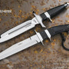Two large, sharp self-defense knives with black handles and silver blades are shown on rusted metal. Top left text reads: Chapter 1: Combat Knives and Knife Combat by Schiffer Publishing, Ltd., highlighting key combat techniques.