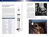 A two-page spread from Schiffer Publishing, Ltd.'s Saturn V features text and images on the Saturn V, a detailed rocket diagram, Apollo mission highlights, a rocket being moved indoors, and a Saturn V on the launch pad.