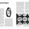 A spread from "What Makes a Potter" by Schiffer Publishing, Ltd. shows text on American studio ceramics, a dark abstract ceramic sculpture on the left, and minimalist bird-themed round plates on the right.