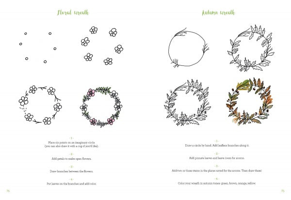 The Floral Doodling Handbook by Schiffer Publishing, Ltd. is ideal for art journaling or learning to draw flowers through easy and inspiring floral doodles.
