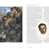 The two-page spread from Valor in Action by Schiffer Publishing, Ltd. displays a Charles Waterhouse painting of US Marines scaling a rocky mountain on the left, with a sepia portrait and text on the right.