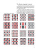 A page from "Geometric Ornament in Architecture, Art, and Design" by Schiffer Publishing, Ltd. displays 16 octagonal red, black, and white ornaments in a 4x4 grid, with text above on the history and use of classic ornament design.