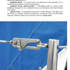 A close-up of a metal pelican hook on a boat’s lifeline gate—an essential safety term featured in "Mariner's Guide to Nautical Information" by Schiffer Publishing, Ltd.