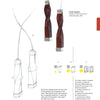 Two pendant necklaces with twisted rectangular brown and white beads on white cords are featured. Below are sketches highlighting techniques, geometric diagrams, and a summary of the design process from "Drawing for Jewelers" by Schiffer Publishing, Ltd.