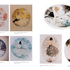 A Schiffer Publishing, Ltd. Louis Icart art catalog page displays seven oval and rectangular pastel-toned etchings of elegantly dressed women posed in nature, each with captions, evoking iconic Art Deco style.