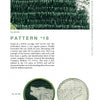 Page displaying WWII embroidery patterns: At top are dense green and white stitches. Below are two U.S.-made, fully machine-embroidered cut edge shoulder sleeve insignia (Schiffer Publishing)—one with a green wolf's head, one faded or unfinished.