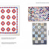 In "World War II Quilts, 2nd Edition" by Schiffer Publishing, Ltd., a book spread showcases three vibrant patchwork quilts plus a black-and-white photo of women and children, with captions noting patriotic quilts and quilt history during World War II.