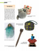 A magazine page from Felting by Schiffer Publishing, Ltd. showcases felt crafts—cat figures, a fairy doll, a mouse pencil topper, a checkered pouch, and a matryoshka doll—ideal for felted wool projects.