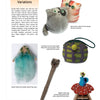 A magazine page from Felting by Schiffer Publishing, Ltd. showcases felt crafts—cat figures, a fairy doll, a mouse pencil topper, a checkered pouch, and a matryoshka doll—ideal for felted wool projects.