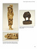 A page from "Netsuke" by Schiffer Publishing, Ltd. features three Asian antique figurines—a smiling man with a cat, two sumo wrestlers, and a man lying with a cat—with captions and dimensions highlighting this unique art.