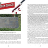 A spread from Hollywood Obscura by Schiffer Publishing, Ltd. features a bloody knife, a brown gravestone with names, and text on Charles Manson’s early life and the paranormal aftermath of the infamous Hollywood murders.