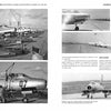 Two pages from Jezreel Valley Mysteres by Schiffer Publishing, Ltd. feature black-and-white photos of Israeli Air Force aircraft like the Dassault Mystere IVA on an airbase, with close-ups, flight shots, and detailed captions for each jet.