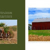 In "Seasons of Lancaster County" by Schiffer Publishing, Ltd., a team of horses pulls a plow through a cornfield while a red barn with a silo stands nearby, capturing iconic Pennsylvania Amish landscapes.