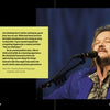 A long-haired, mustached man in a blue patterned jacket sings with eyes closed, breaking biker stereotypes. To the left, yellow text on black highlights "The Meaning of Life According to Bikers" by Schiffer Publishing, Ltd.