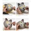 Time for Gourds by Schiffer Publishing, Ltd. features a four-step photo guide to painting a cat face on a gourd, with detailed instructions for the mouth, shaded eyes, whiskers, and pupils—ideal for home decor or creative clock projects.