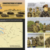 Knights of the Skull, Vol. 2 from Schiffer Publishing, Ltd. is a WWII graphic novel depicting German Panzer forces advancing, troop movement maps, and soldiers briefing groups in front of tanks.