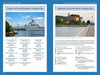 Two pages from Lighthouses and Coastal Attractions of Southern New England (Schiffer Publishing, Ltd.) show Buzzards Bay highlights: a docked battleship, a white lighthouse with walkway and lawn, tour info, and contact details.