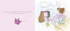In "I Am Not a Princess!" by Schiffer Publishing, Ltd., a girl in pajamas with her stuffed bunny runs upstairs while a bear, frog, and duck watch TV; the left page shows a crown and text about dressing as a princess.