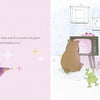 In "I Am Not a Princess!" by Schiffer Publishing, Ltd., a girl in pajamas with her stuffed bunny runs upstairs while a bear, frog, and duck watch TV; the left page shows a crown and text about dressing as a princess.