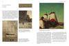 Two pages from "Emerging from the Shadows, Vol. I" by Schiffer Publishing, Ltd. feature text, historic cliffside photos, Armer’s signature, and a painting of three figures in red and white blankets—a unique view of California art history.