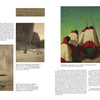 Two pages from "Emerging from the Shadows, Vol. I" by Schiffer Publishing, Ltd. feature text, historic cliffside photos, Armer’s signature, and a painting of three figures in red and white blankets—a unique view of California art history.