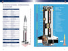 An upright diagram of the Saturn V rocket by Schiffer Publishing, Ltd. displays labeled parts on the right and specs in a table on the left. The Saturn V launched Apollo missions and played a key role in moon landings.