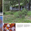 A collage titled "The Poconos" by Schiffer Publishing, Ltd. features a moss-roofed cabin, a waterfall beside a house, and vibrant autumn leaves—showcasing the natural beauty of the Pocono Mountains with descriptive text above and below.