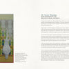 A two-page spread from "How Art Heals" by Schiffer Publishing, Ltd. displays artwork of two birds—one green, one white—on the left, and text about New South Wales artist Irene Manion with creative collage prompts on the right.