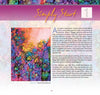A colorful abstract painting with vibrant swirls in pink, blue, aqua, and yellow appears on a magazine page featuring "Pigments of Your Imagination" by Schiffer Publishing, Ltd., with text on alcohol ink techniques and inspiration.