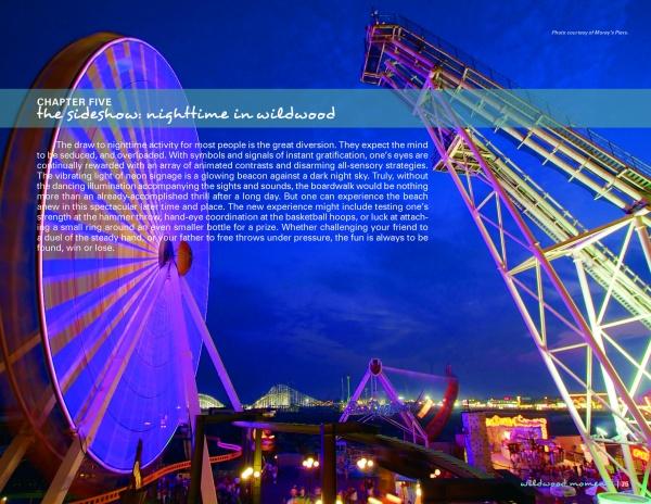 The Wildwood boardwalk glows with ferris wheels by Morey’s Pier, capturing a magical New Jersey beach scene featured in "Wildwood Moments" by Schiffer Publishing, Ltd.