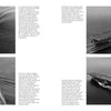 Four black-and-white photos from Schiffer Publishing, Ltd. show Essex-class carriers like USS Lexington (CV/CVA-16) at sea, seen from above and the side, cutting through calm water and leaving distinctive wakes.