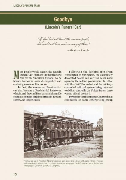 A sepia photo of Lincoln's Funeral Train draped in flags and bunting, surrounded by people in Chicago, 1865, is featured in this Schiffer Publishing Ltd. book exploring American history with period text and a Lincoln quote.