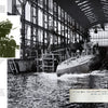 A black-and-white photo from "German U-Boat Ace Heinrich Lehmann-Willenbrock" (Schiffer Publishing, Ltd.) shows U-96's launch at a shipyard with workers, an inset of Lehmann-Willenbrock and crew, and a handwritten note at the bottom right.