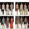 A collage from Schiffer Publishing, Ltd.’s The SFP LookBook: Mercedes-Benz Fashion Week Spring 2014 Collections shows models in light, flowy, patterned dresses and pants, highlighting the season’s trends on the runway.