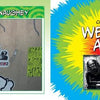 A comic-style image from "Keeping Austin Weird" by Schiffer Publishing, Ltd. shows a wall with quirky Austin icons on the left and Chapter 3 Weird Art with a black-and-white crowd illustration on the right.