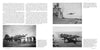 A two-page spread from Schiffer Publishing, Ltd.'s *Hawker Hurricane* features three black-and-white WWII carrier aviation photos, with text on naval aviation history and Hawker Hurricane operations, plus descriptions of the striking images.