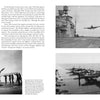 A two-page spread from Schiffer Publishing, Ltd.'s *Hawker Hurricane* features three black-and-white WWII carrier aviation photos, with text on naval aviation history and Hawker Hurricane operations, plus descriptions of the striking images.