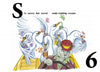 Six swans sip soda through straws, drinks in wing, circling Willie the Taxi Cat from Schiffer Publishing, Ltd., who wears a red hat and green shirt as he drives a yellow car. Text: Six sassy, but sweet, soda-sipping swans.